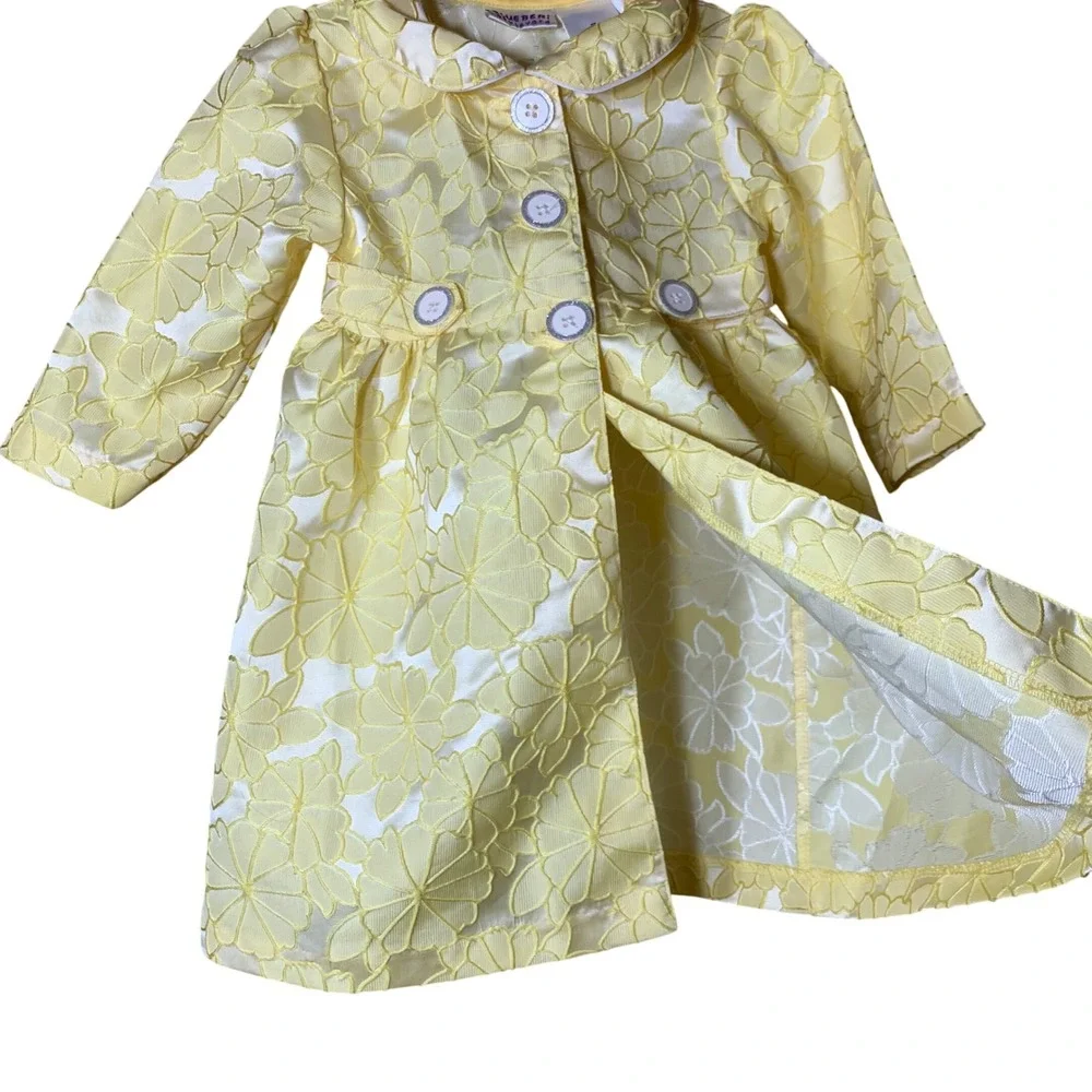 Blueberi Boulevard Girls Yellow Floral Dress Coat Jacket Size 2T‎